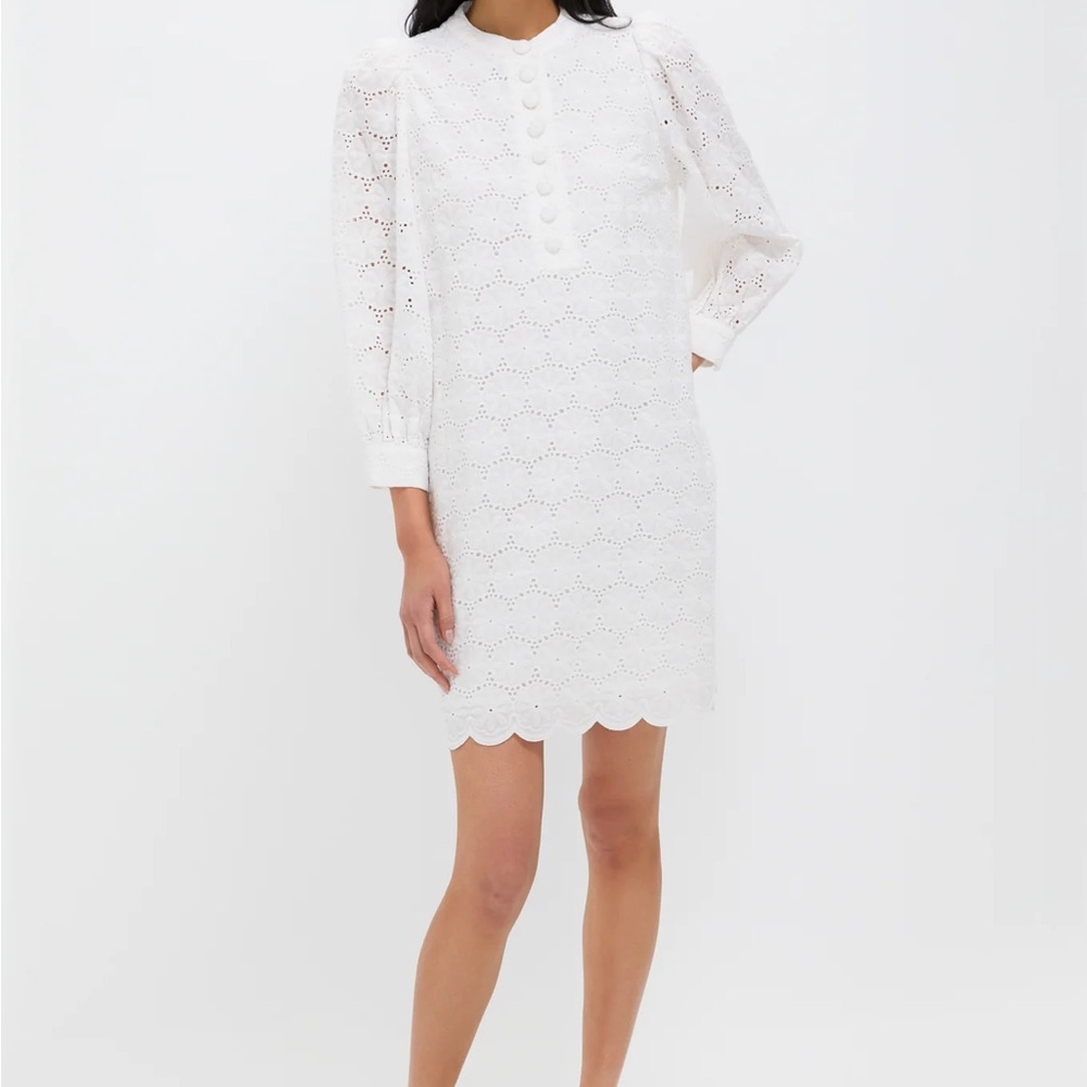 Pomander Place White Eyelet Puff-Sleeve Mini Dress